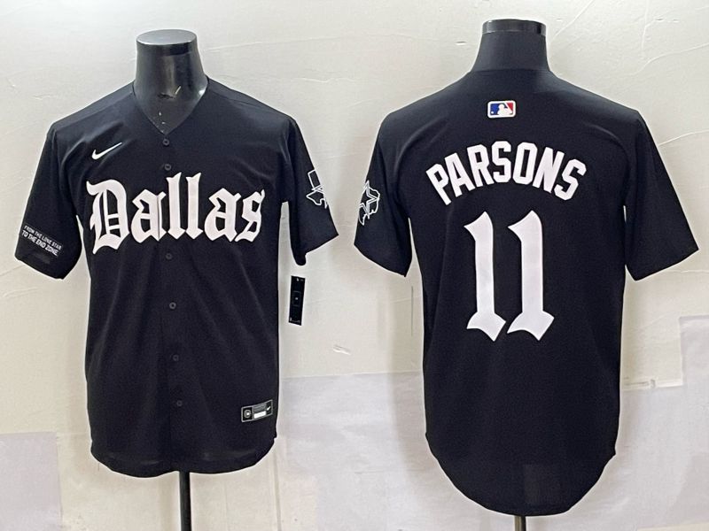 Men 2025 Nike Dallas Cowboys 11 Parsons Black 5th generation Joint Name Limited NFL Jersey 08